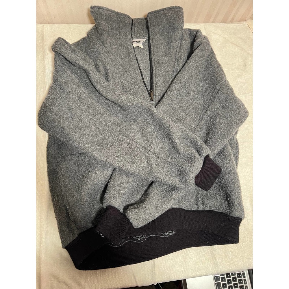 Union Bay Sweatshirt Gray Pullover Quarter Zip Teddy Bear Fleece Mens Size XL
